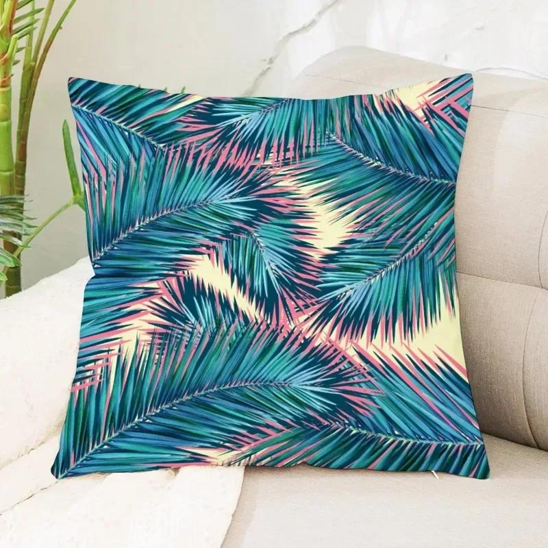 Bedroom Decorative Pillows Tropical Plant Leaves Printed Cushion Covers Home Living Room Sofa