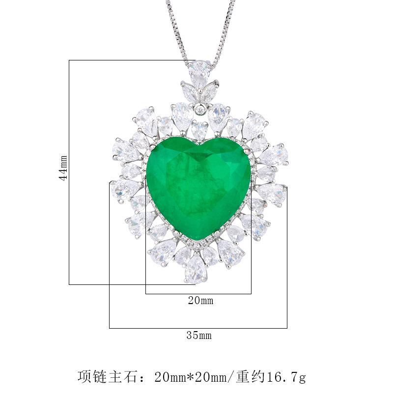 Cross Border Love Inlay Simulation Paraiba Pendant Emerald Necklace Jewelry