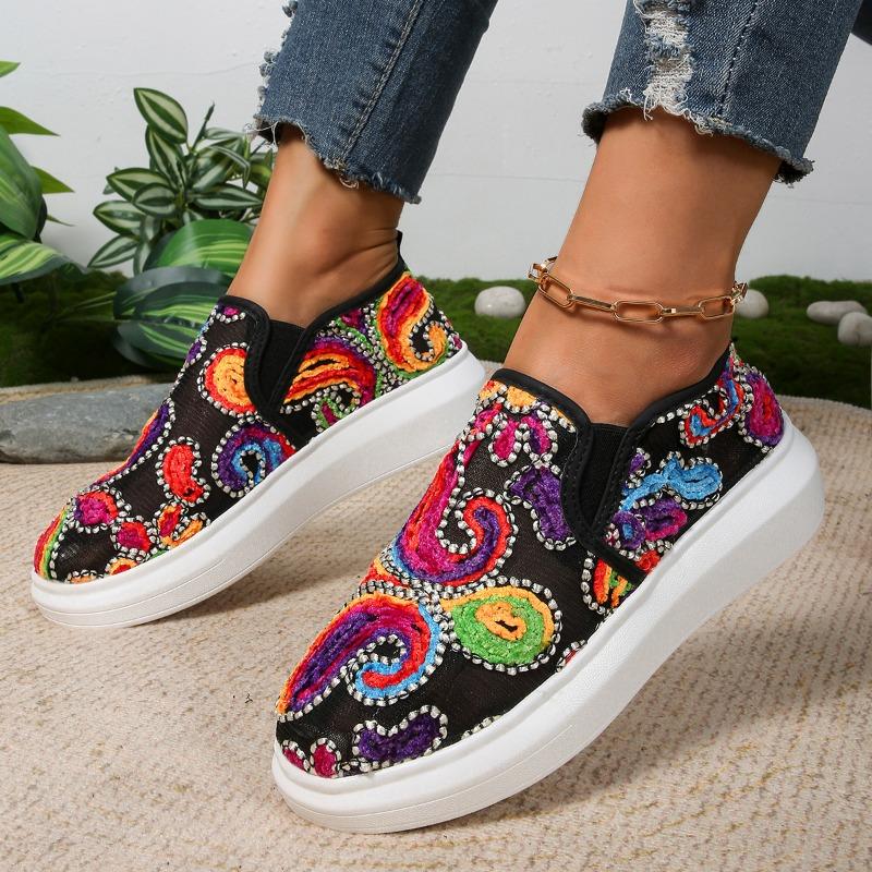 Women's New Fashion Flat Bottom Heightening Mesh Yarn Breathable Casual Single Shoes Support Platform One Piece