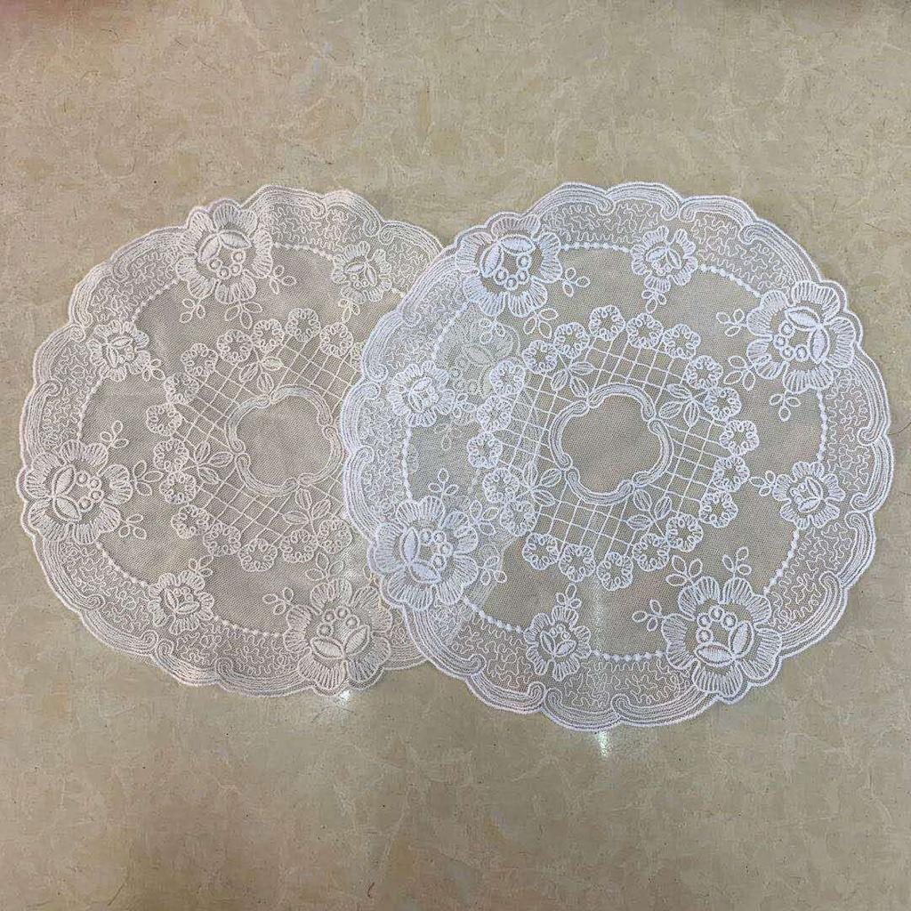 1pc Retro Style Lace Placemat,Embroidered Lace Three-dimensional Table Decoration,Flower Design Meal Mat Round Dining Decor