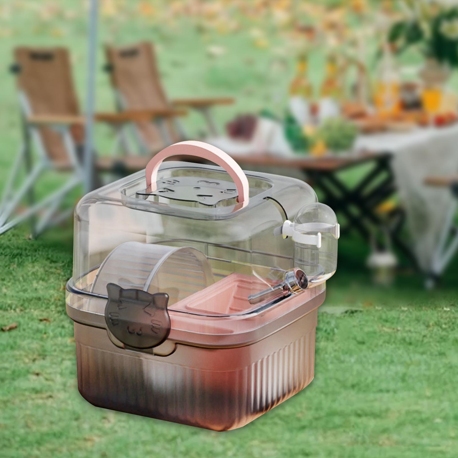 

Hamster Cage Small Animal Travel Case Villa Base Breathable Compact Accessories Carrier Hamster Carry Case for Guinea Outdoor рожевий