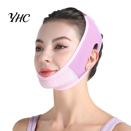 Women Face Bandage Chin Strap with Adjustable Fastener Tape Soft Breathable Double Reducer Beauty Sculpting