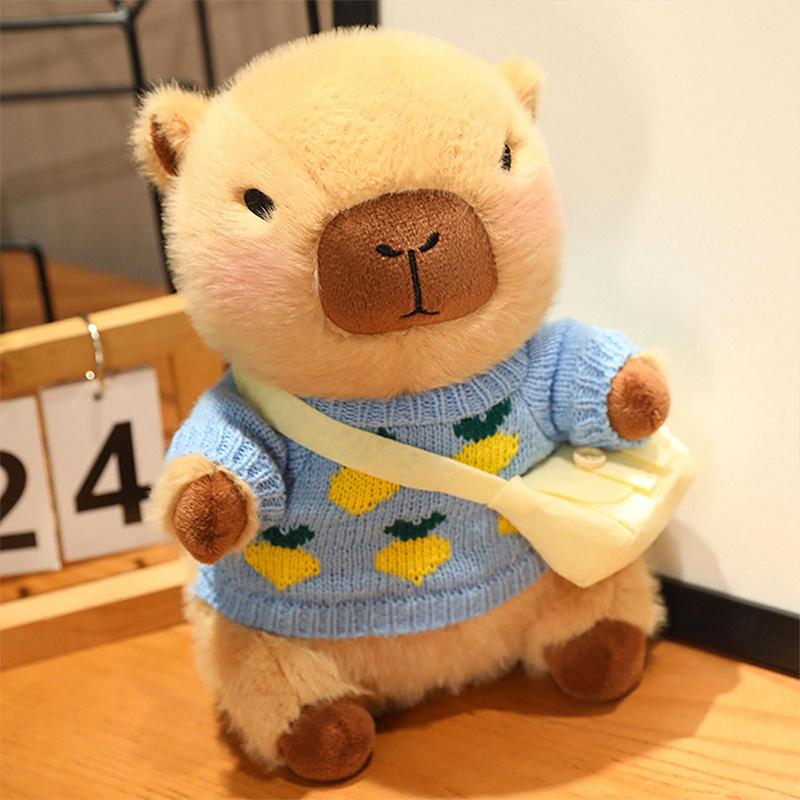 8-10Pcs Capybara Plush Doll With Clothes & Accessories Cute Stuffed Animal Dress Up Doll Toys Set