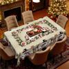 Christmas Pastoral Tablecloth, Snowman Elk Wreath Print, Rectangular Dining Table Cloth, Coffee Table Tablecloth, Household