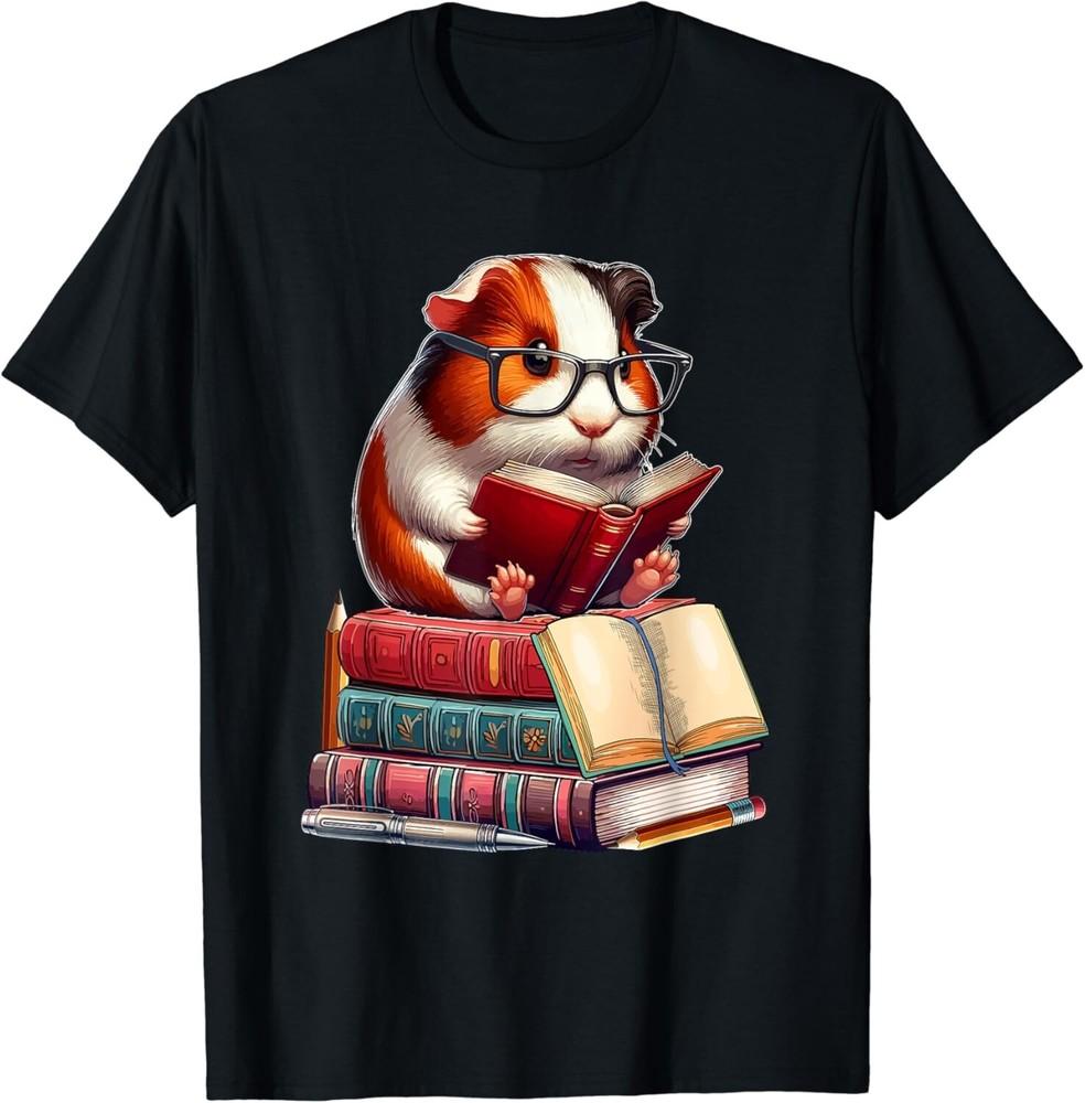 Guinea Pig Reading Books Matching Bookworm Readers Librarian Gift Unisex T-Shirt L