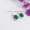 Green Onyx Earrings: Handmade 925 Sterling Silver Dainty Oval Gemstone
