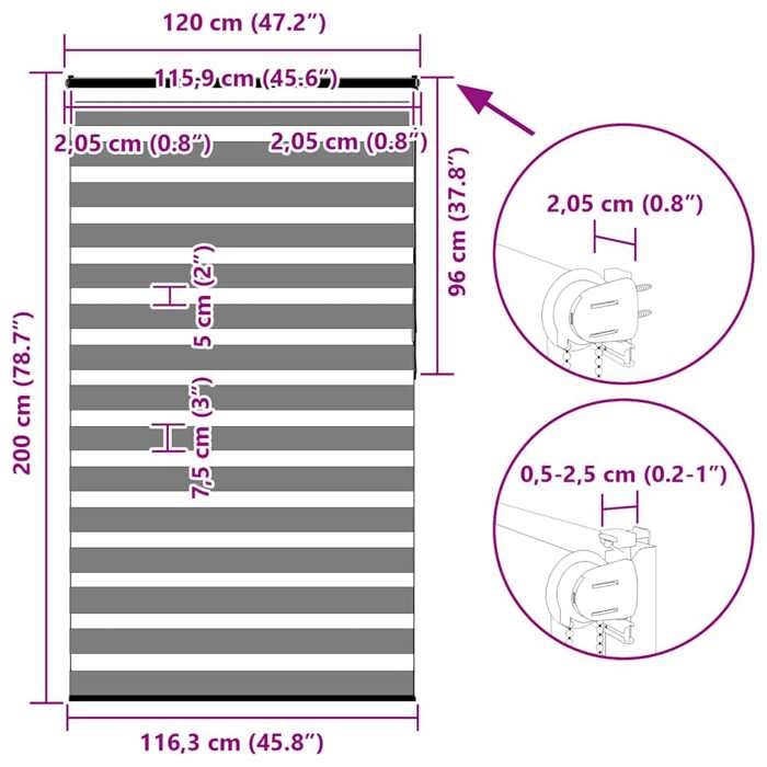 VidaXL Store Zèbre Beige Marbré Largeur Du Tissu 115,9 Cm Polyester, Store À Enrouleur Zébré, Store Zébré Pour Fenêtre, 4014681