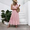 New Arrival Women's White Sleeveless V Neck Minimalist Dress Casual Beach Holiday Vacation Sundress Crossbody Apparel