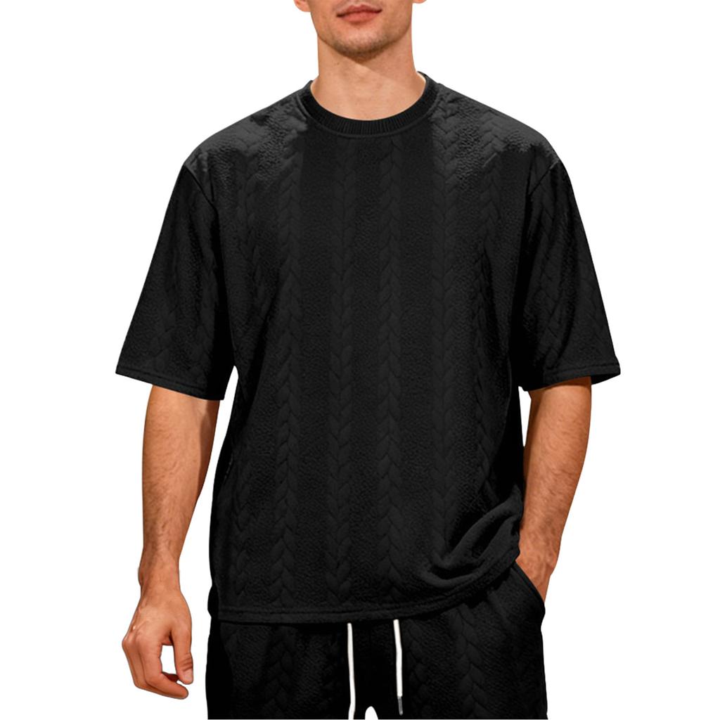 Men's Short Sleeve Crew Neck Knit T Shirt Relaxed Fit Soft Fabric Casual Pullover Top for Everyday Wear
