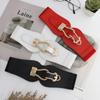 Women  Wide Waistband Big Buckle Pu Leather Cummerbunds For Ladies Dress Sweater Stretchy Belts Elastic Waist Belt