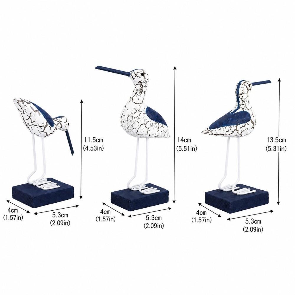 3pcs Wood Seagull Statue 5in Wooden Seabird Figurine Fashion Seagull Figurine Home Decoration