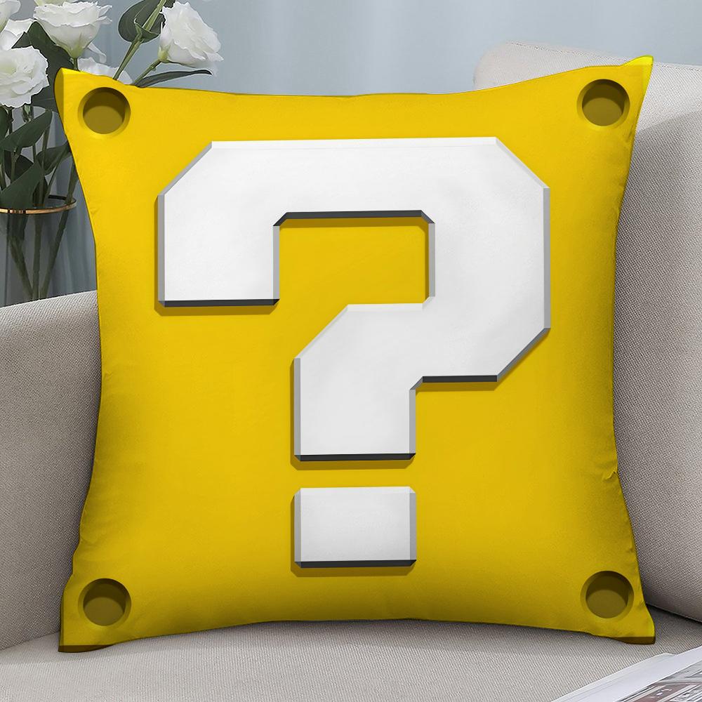 Super Cute Style M-MarioS Pillow Case Short Plush Pillow Covers Sofa Decorative Gift Home Double-sided Printing Cushion Cover