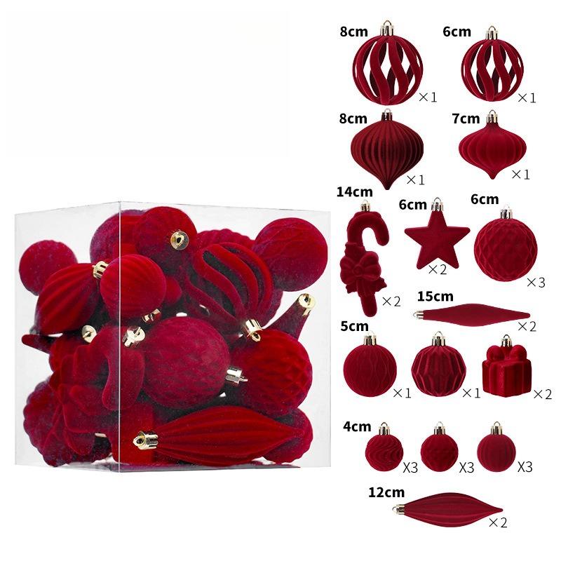 28pcs/set European-style Ins Plush Irregular-shaped Christmas Ball Set Christmas Tree Pendant Simplicity Creates An Atmosphere