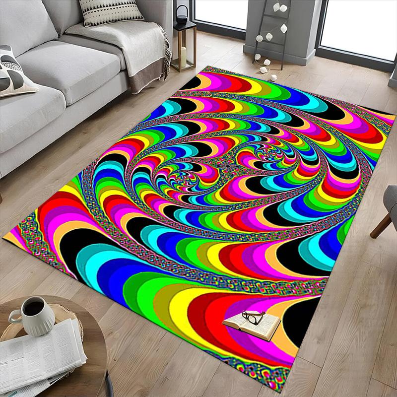 1PC Psychedelic Pattern Extra Large Non Slip Floor carpet, Office, family, bedroom, Studio Large Area Rug Indoor Rugs, , Vibrant Colors