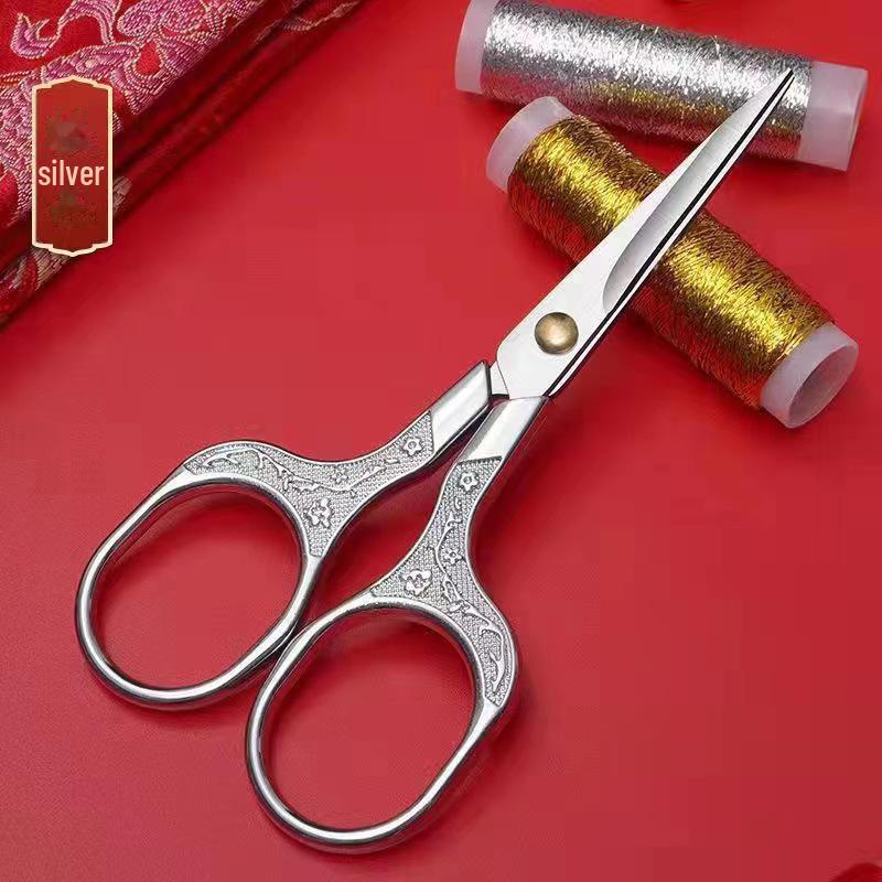Retro Plum Blossom Stainless Steel Scissors - Handmade Small Scissors for Embroidery, Paper, and Thread Cutting, Window Decorations