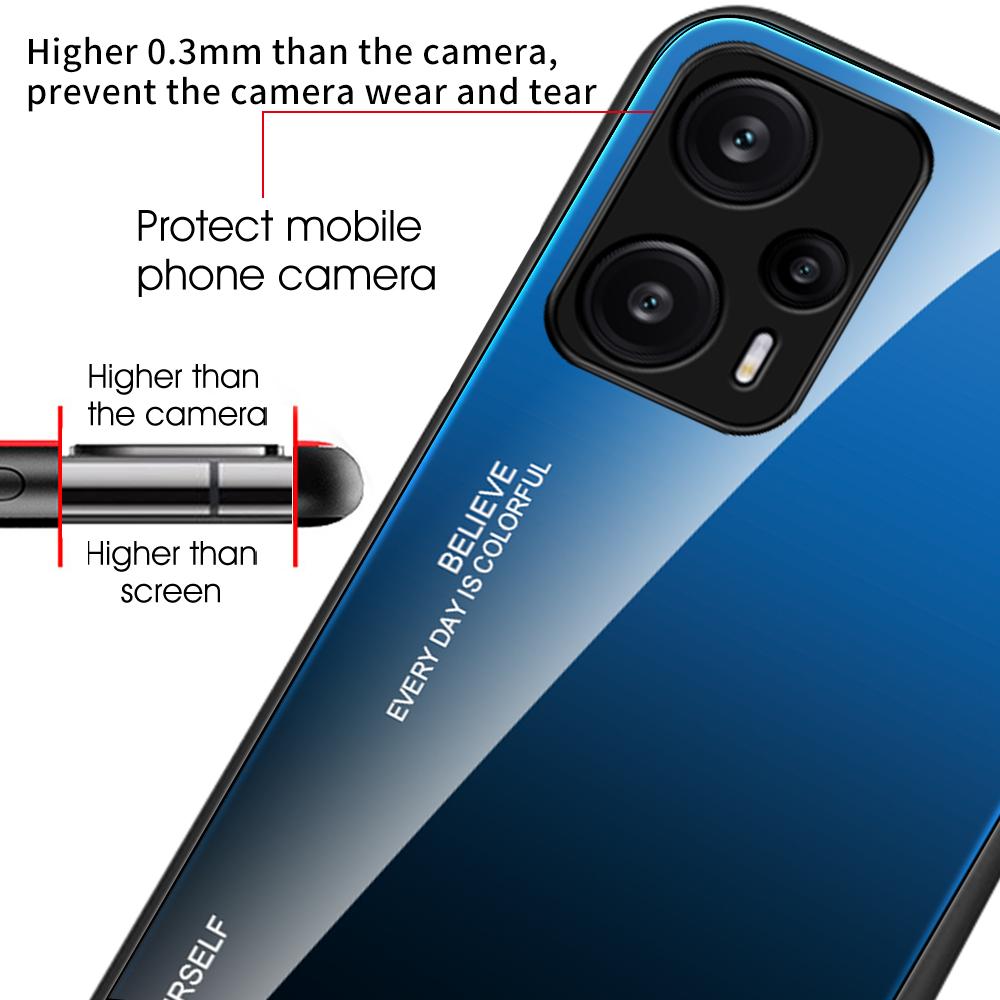 For Xiaomi Redmi Note 12 Turbo/Poco F5 5G Gradient Tempered Glass Phone Case PC+TPU Back Shell