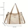 Canvas Tote Bag, Large Capacity Zipper Shoulder Purse with Pockets