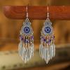 Vintage Bohemian Drop Dangle Earrings For Women Geometric Crystal Beads Handmade Leaf Tassel Ethnic Boho Beach Holiday Zircon