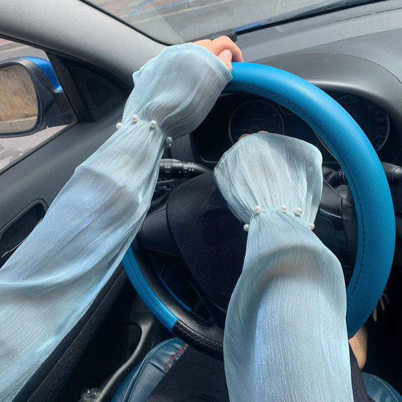 Sunscreen Ice Sleeves Women's Summer Lace Mesh Sleeves Loose Hand Sleeves Ice Silk Sleeves Light Elastic Ice Sleeves