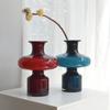 Blauwe Glazen Vaas Kalebasvormig Glas Hydroponics Terrarium Retro Bloemschikking Bloemenvaas Woondecoratie Accessoires