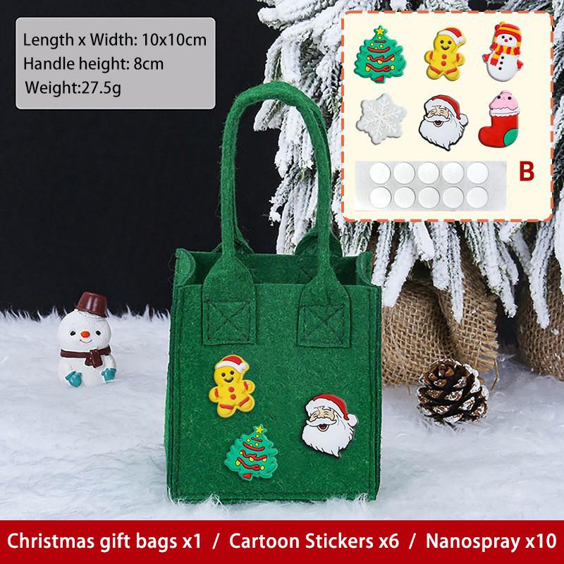 Weihnachten DIY Handtasche Filzstoff mit Aufklebern Süßigkeiten Geschenk Apfel Aufbewahrungstasche Niedlich Cartoon Neujahr Heiligabend Kind Dekoration
