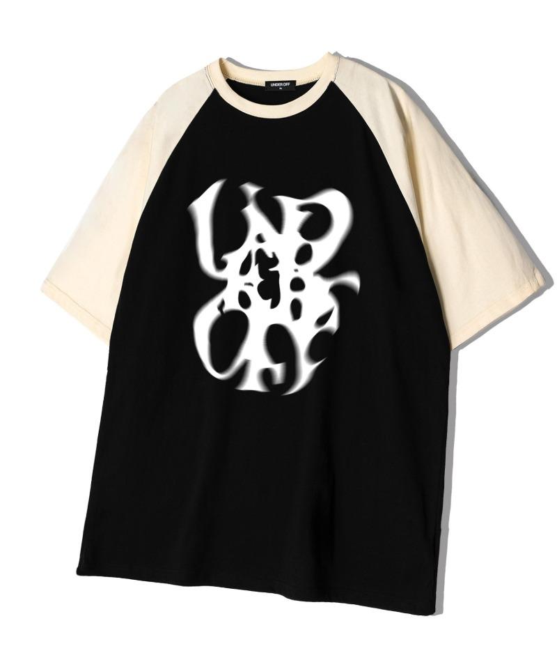 UNDEROFF Oversized Raglan Short Sleeve T-Shirt Under Smoke Black