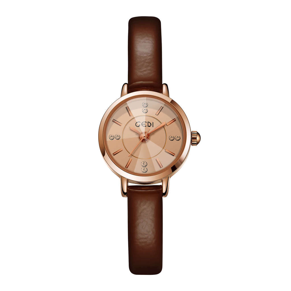 

Womens Fashion Quartz Watch With Leather Strap For Casual Wear Coffee Brown