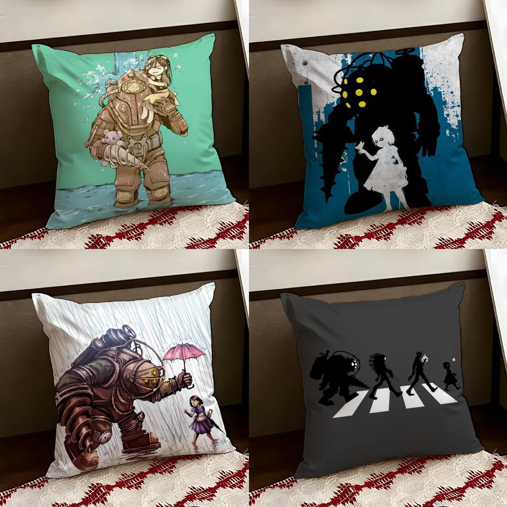 Fanart BBioShock RaptureS Cushion Cover Reversible Soft Durable Pillow Cover Home Car MultiScene Use for Daily Comfort