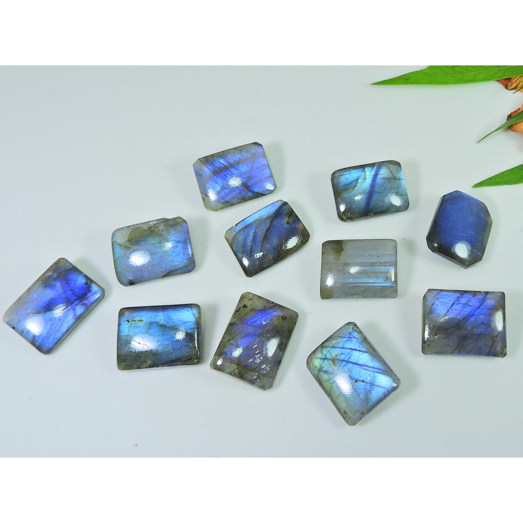 11Pcs Natural Labradorite One Side Cabochon and Checker Cut Octagon Gemstone LM-1226