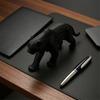 3D Printed Black Panther Figurine, Matte Black Texture Geometric Desktop Decoration, Layered Panther Sculpture Home Office Decor Gift