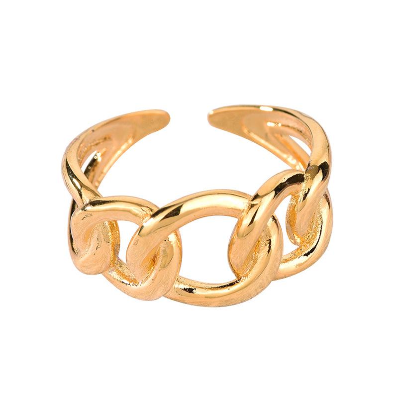 Chic Minimalist Geometric Irregular Oval Open Ring With Bead Detail Elegant Office Lady Fashion Jewelry For Women