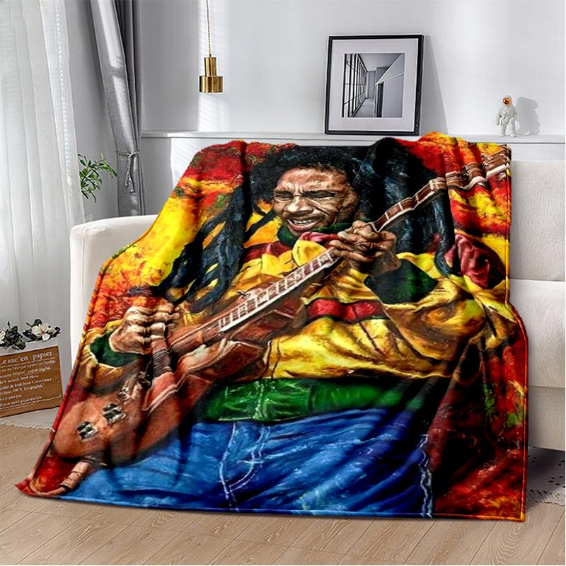 Bob Marley Music Throws Blanket for Kid Couch Sofa Travel Home Hiking Picnic Bed Beding Super Soft Flannel Blanket Birthday Gift