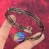 Rainbow Solar Quartz Druzy Bangle Copper Wire Wrapped Jewelry Adjustable Cuff Bracelet Handmade Copper Wire Bangle Gemstone Jewelry For Gift