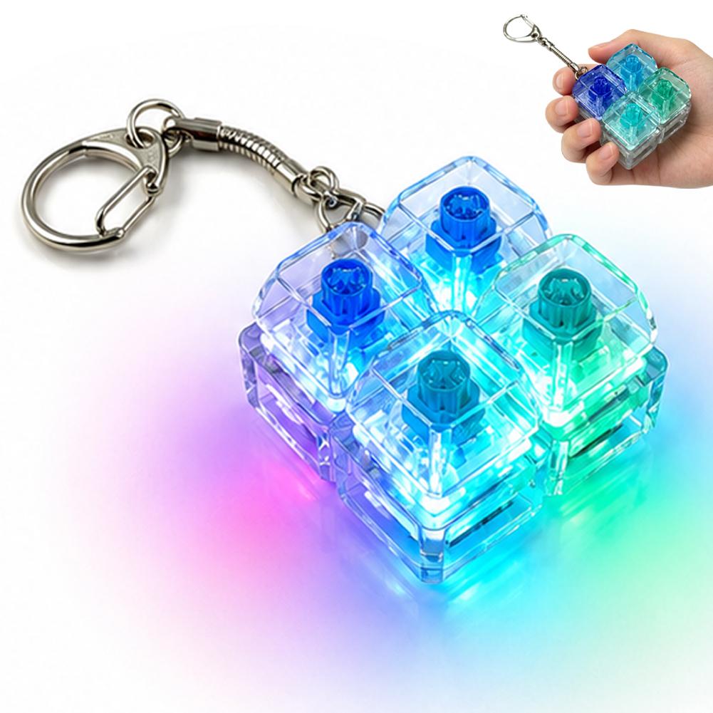 Led Light Up Keyboard Switch Fidget Keychain Stress Relief Toy Colorful Clicky Mechanical Sensory Pendant Gift