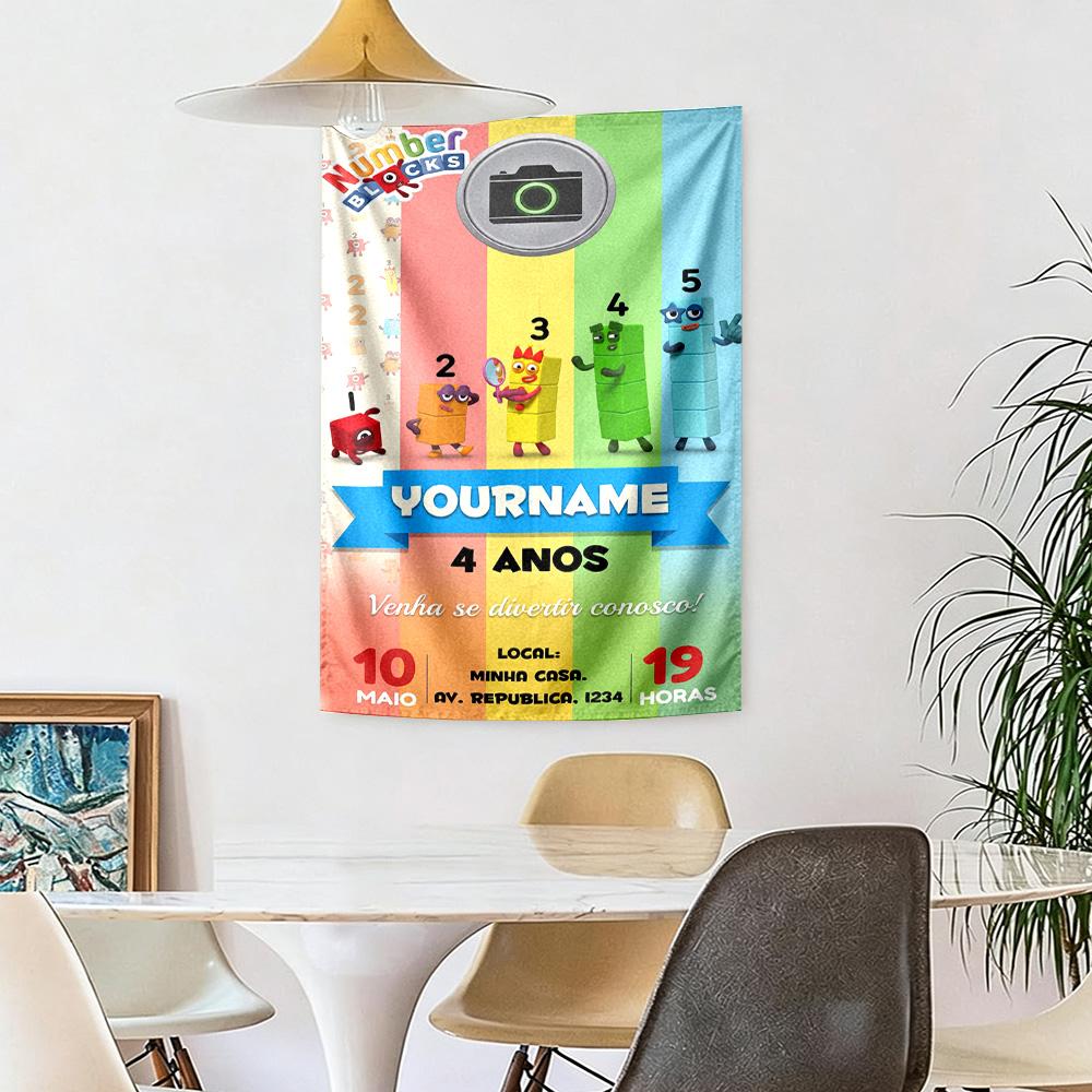 Numberblocks Custom Your Name Wall Decor Tapestry Art For Pet Memorial Birthdaywedding Party Backdrop Family Gift