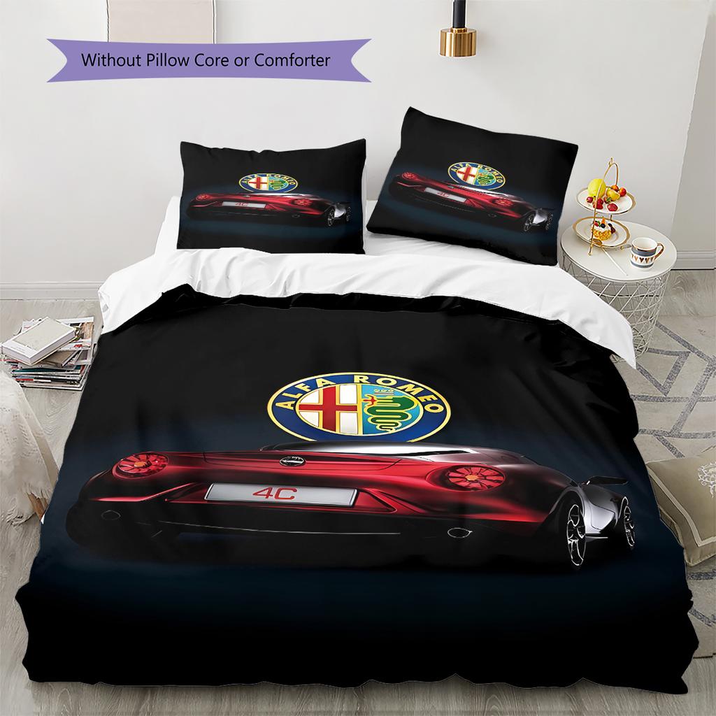 Alpha Romeo Pattern Bedding,Quilt Set Quilt Cover Pillowcase Home Birthday Gift (1 * duvet cover + 2 * pillowcase, without core)