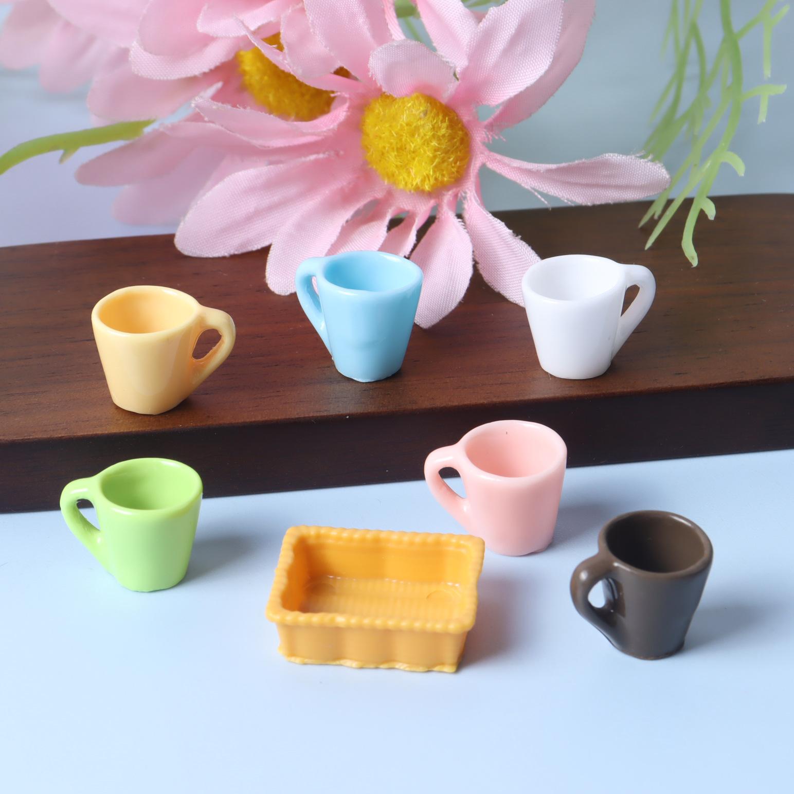

7Pcs 1:12 Dollhouse Miniature Accessories Mini Resin Tea Cup Tray Kitchen Tableware Water Cup Toy Doll House Decoration