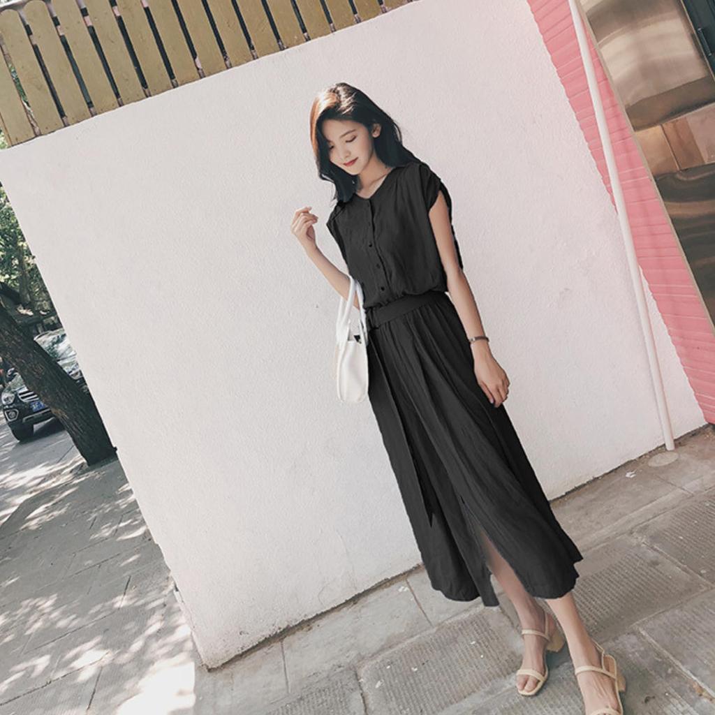 Shirt for Women in their and Elegant Maxi Wedding Slimming Stylish Summer Black [JINJUDUO] Women's Dress, Short-Sleeved Dress, 20s, 30s, 40s, Dress,