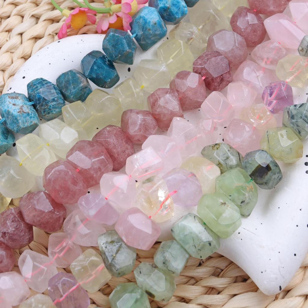Raw Mineral Crystal Faceted Beads for DIY Jewelry Making