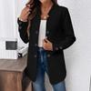 Spring Autumn Winter Fashion Plain Textured Double Breasted Cardigan Decorative Inner Pocket Long Sleeves