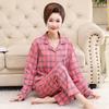 Middle-aged women's 100% pure cotton pajamas women's summer long-sleeved pajamas middle-aged and elderly mother loungewear thin suit
