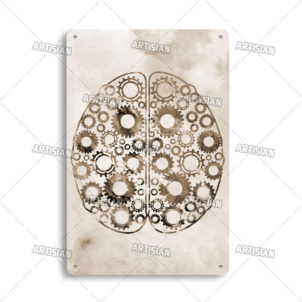 Placca Metallica Artigianale Clinica Dentista Cartello in Latta Anatomia Piatto Decorativo Medico Ospedale Chirurgia Dente Organo Ossa Nervo Cervello