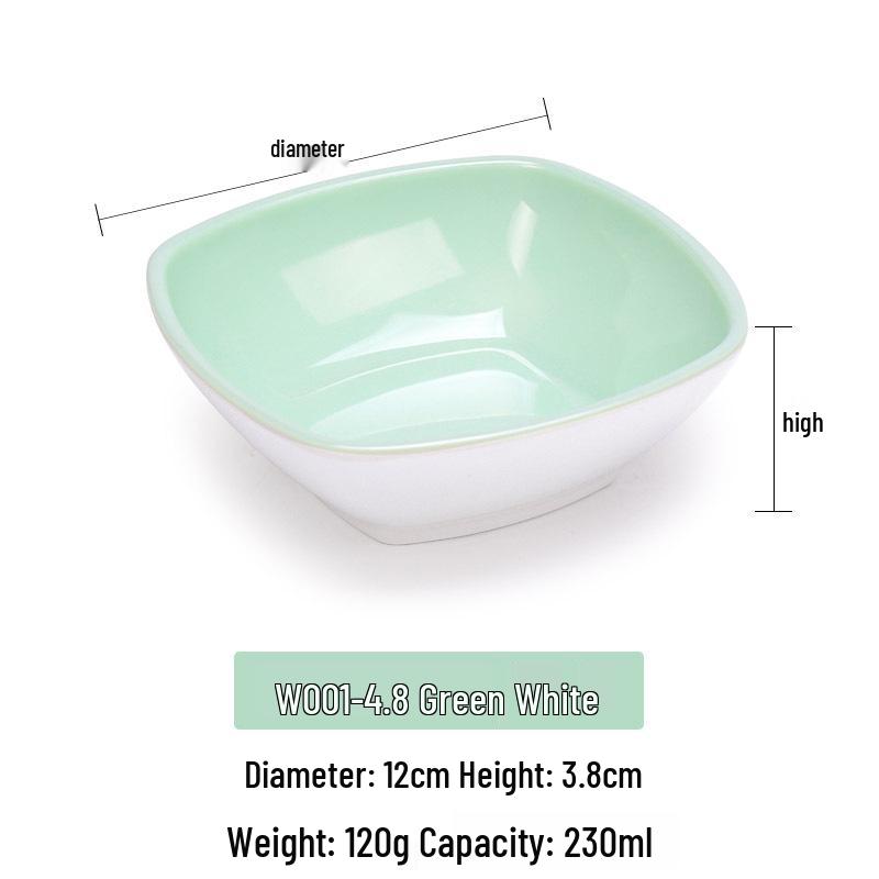 Melamine Imitation Porcelain Square Plastic Bowl for Restaurants and Hotels - Perfect for Fast Food, Barbecue, Bibimbap, and Desserts.