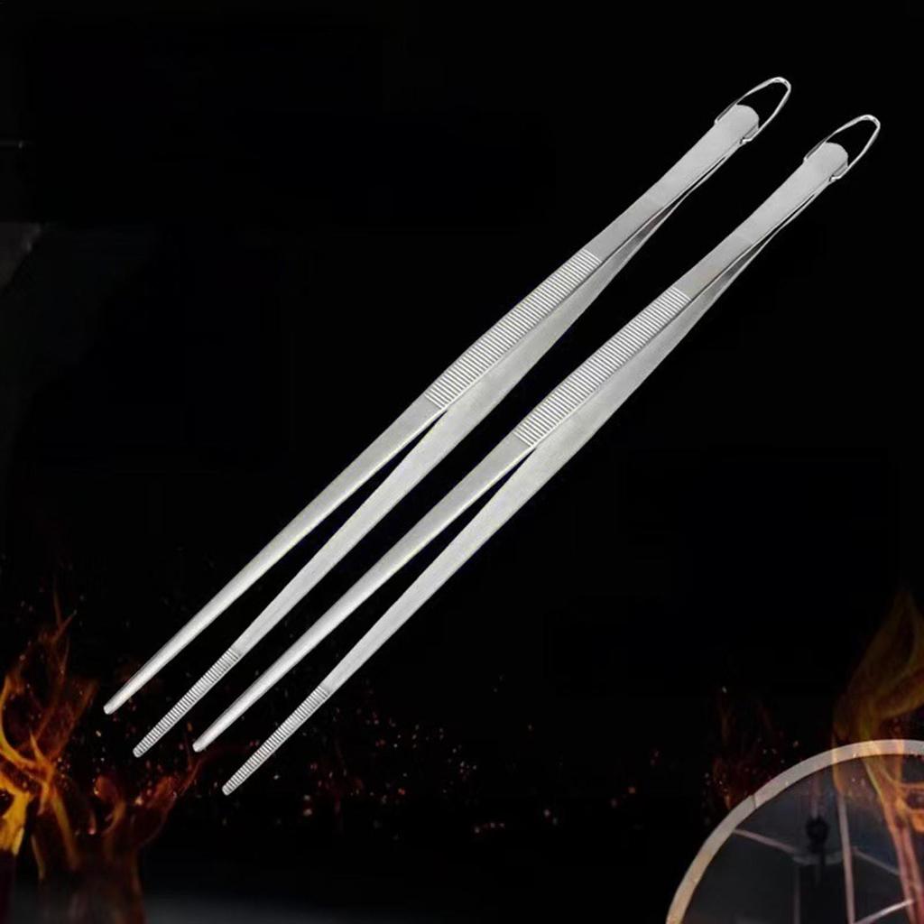 Long Cooking Tongs  Stainless Steel Kitchen Tongs Non-Slip Heat Resistant BBQ Grill Tongs for Steak Seafood Buffet Salad Cooking