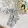 Ballet Style Bow Bubble Pile Socks Summer Mesh Thin Mid-Leg Socks Boneless Lace Anti-Pilling