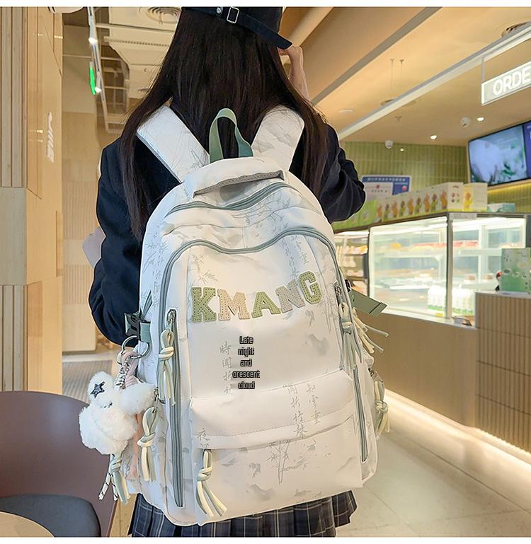 Chinese Ink Wash Backpack, Large Capacity for Students: Ideal for Girls, Boys, and College Use