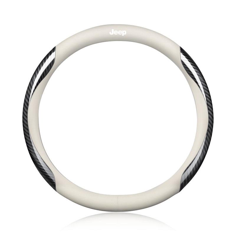 Skórzany Pokrowiec na Kierownicę Samochodową z Włókna Węglowego Akcesoria Samochodowe Dla Jeep renegade grand cherokee xj wrangler jl patriot compass