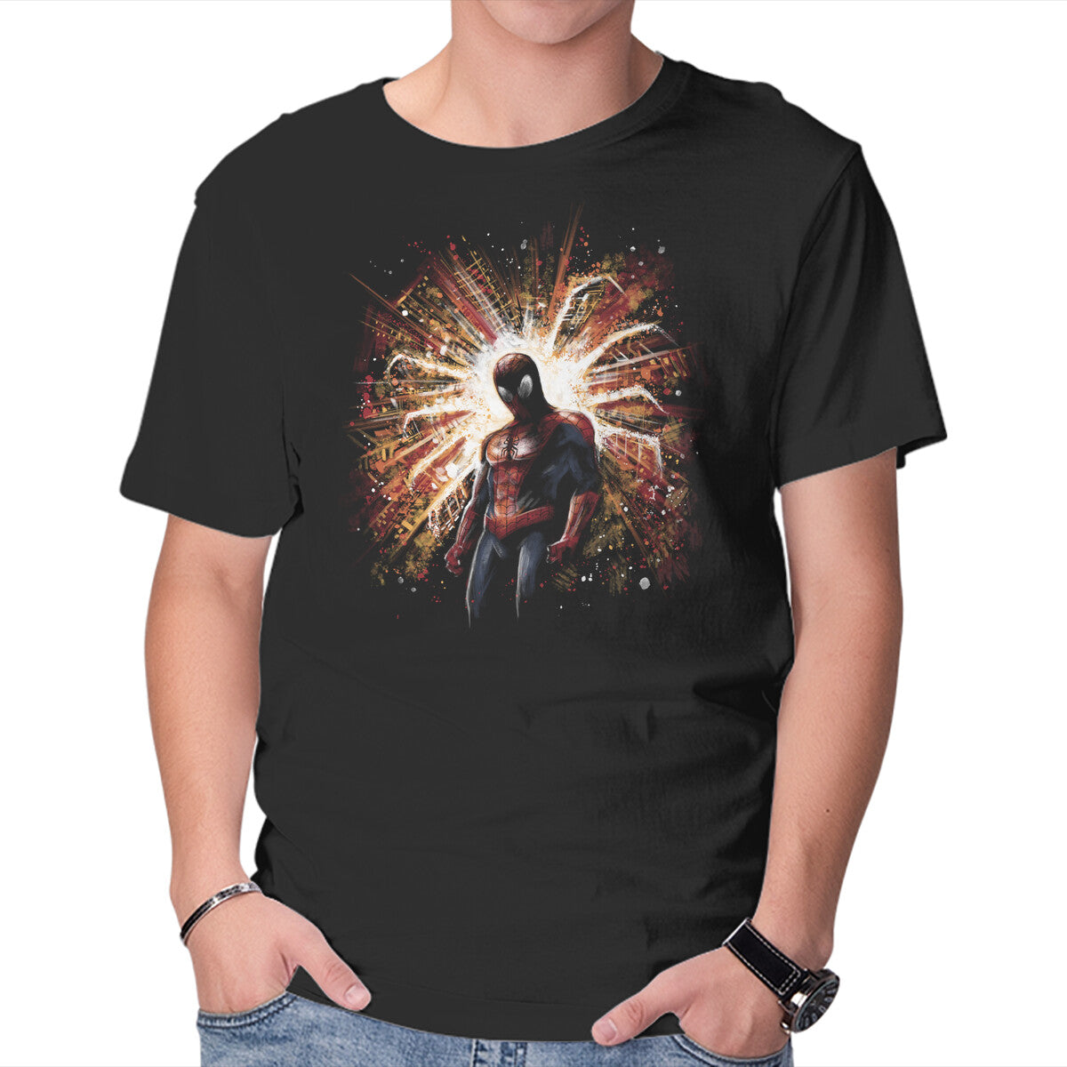 Unisex Crew Neck T-Shirt The Spider Rises Graphic Short Sleeve Casual Tee XL