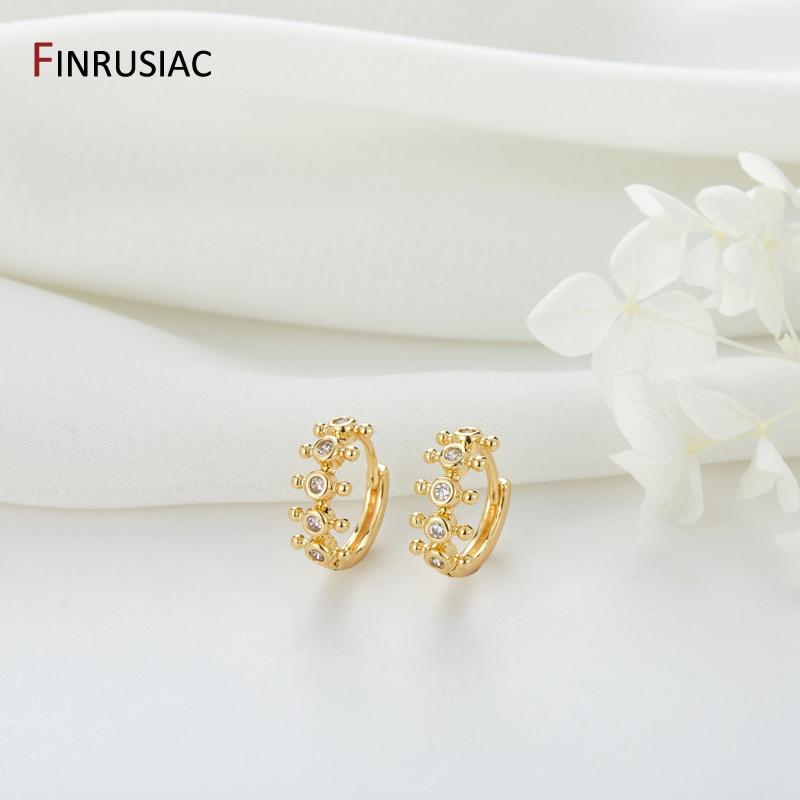 

Gold Plated Charming High Quality Round Zircon Earrings For Glamour Women s Fashion Jewelry 1 Pair