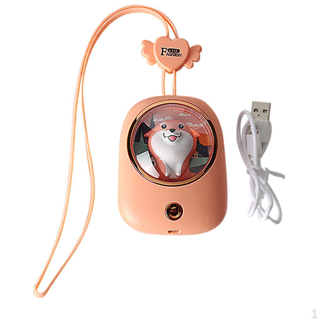 

Cartoon Necklace Fan Settings Rechargeable USB Cooling for Jogging Walking Outdoor Activities рожевий